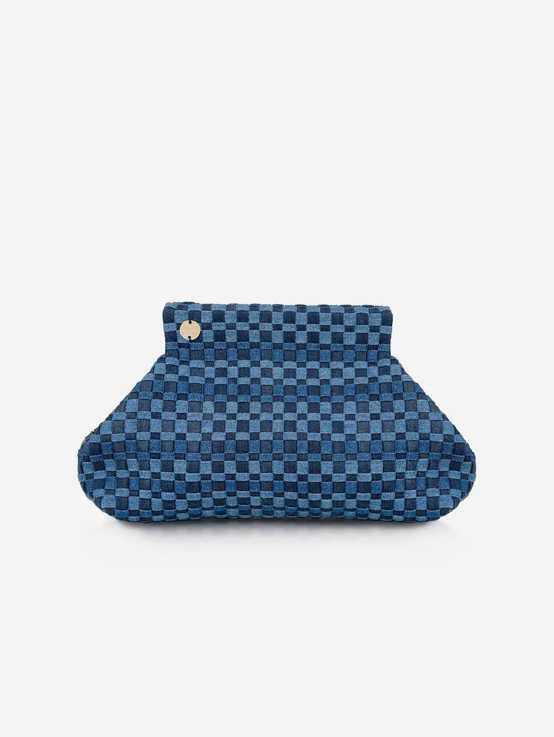 Lilis Medium Frame Denim Clutch Bag | Blue