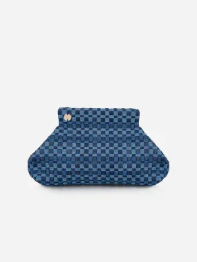 Lilis Medium Frame Denim Clutch Bag | Blue