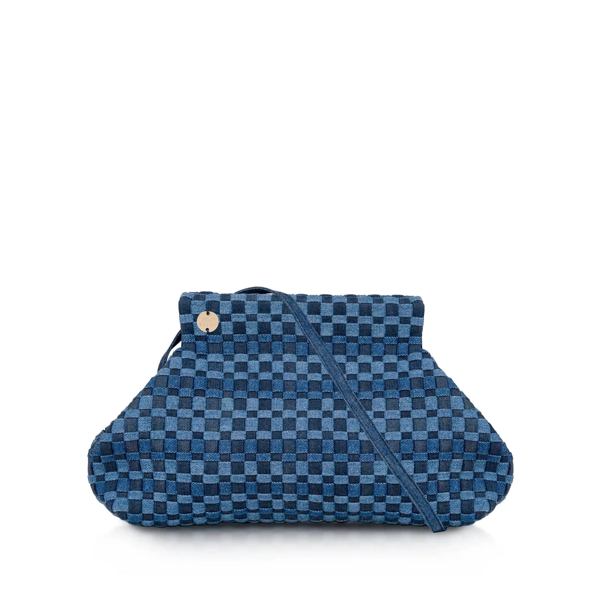 Lilis Medium Frame Denim Clutch Bag | Blue