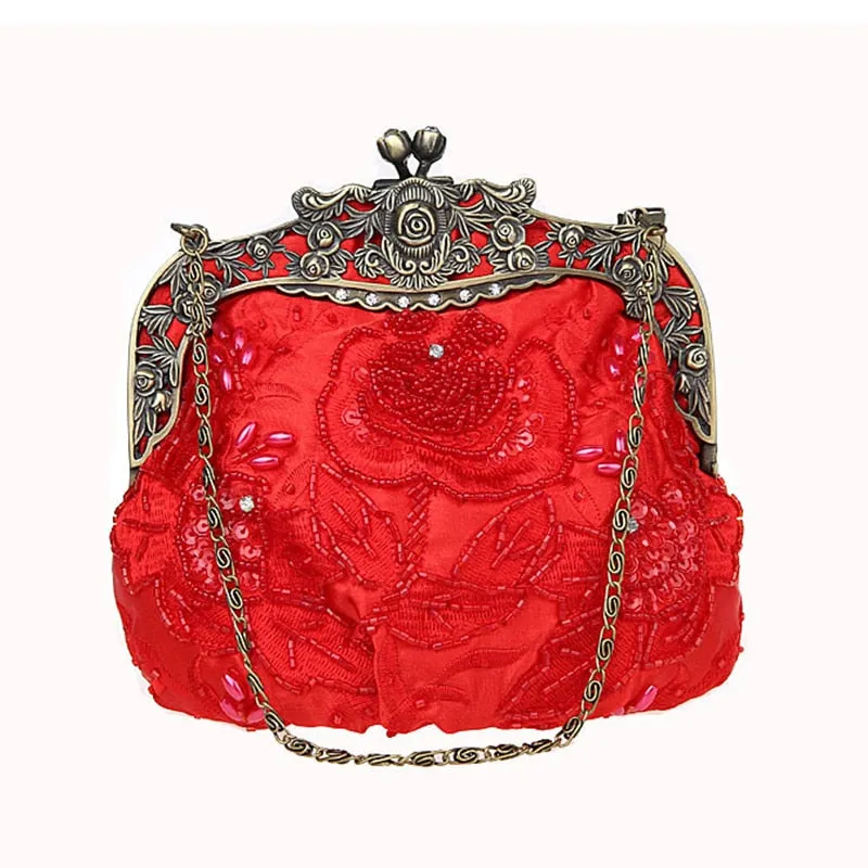 Lovely Beaded Embroidered Vintage Evening Bag-Sequined Clutch