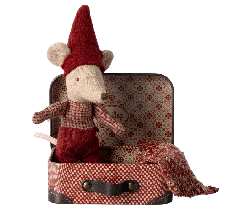 Maileg | Christmas Mouse Baby in Suitcase