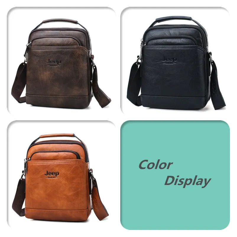 Men Leather Shoulder Bag 2 piece set Handbags Business Casual Messenger Bag Crossbody Male Tote Bags For iPad