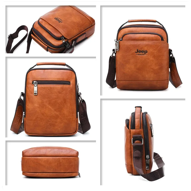 Men Leather Shoulder Bag 2 piece set Handbags Business Casual Messenger Bag Crossbody Male Tote Bags For iPad