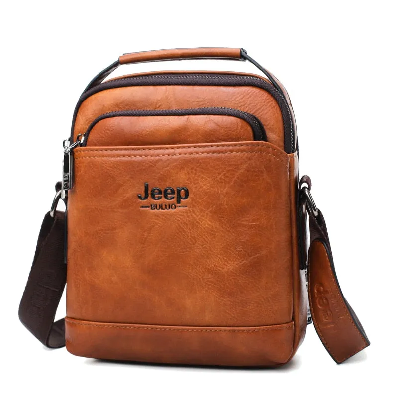 Men Leather Shoulder Bag 2 piece set Handbags Business Casual Messenger Bag Crossbody Male Tote Bags For iPad