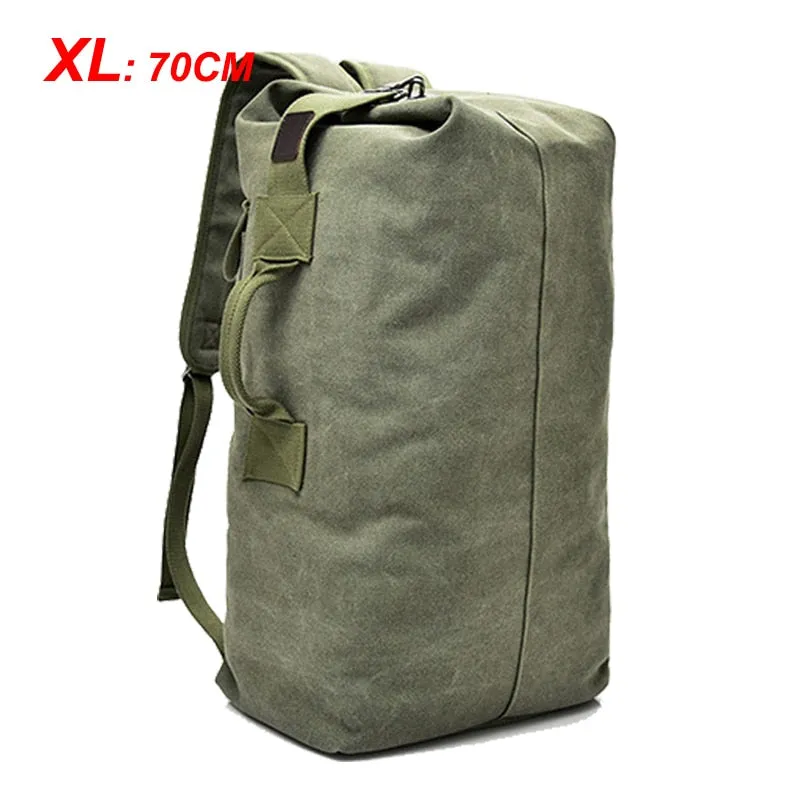 Men Travel Bag Mountaineering Backpack Male Canvas Large Capacity Bucket Shoulder Bags For Boys Man Army Rucksack Mochila XA33ZC