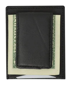 Mens Genuine Leather Magnetic Money Clip Credit Card Holder Wallet 910R (C)