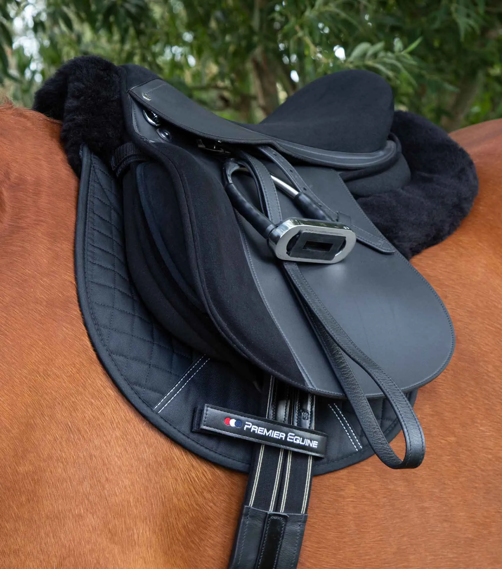 Merino Wool Saddle Pad - GP/Jump Numnah Black/Black Wool