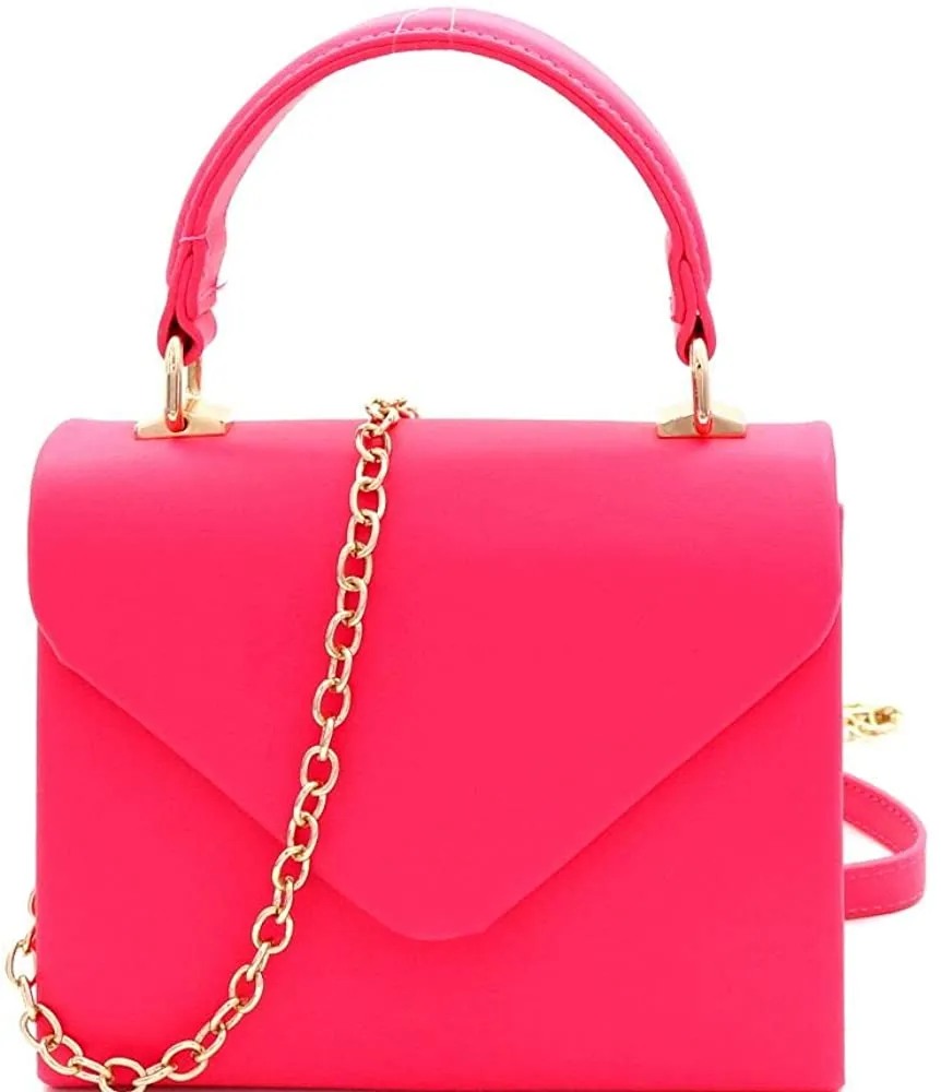 Mini Retro Glossy Crocodile Pink Box Flap leather Satchel Crossbody Handbag