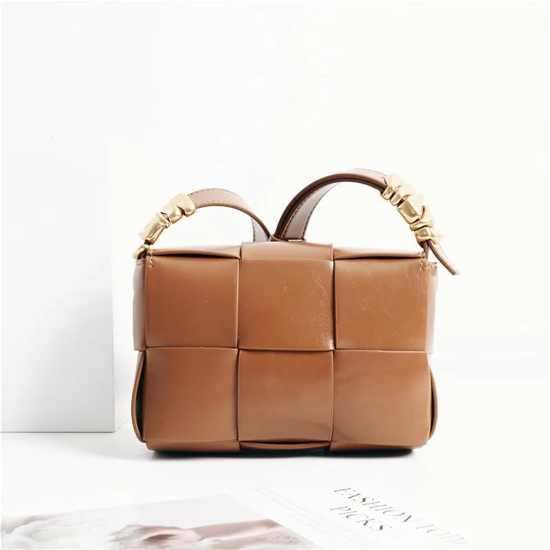 Mini Woven Leather Shoulder Cross Body Bag