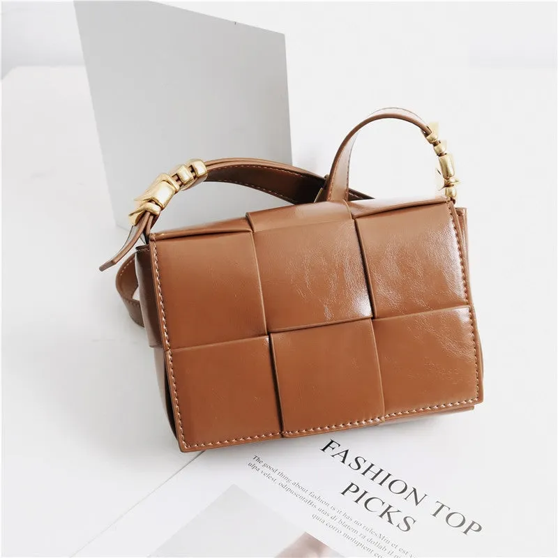 Mini Woven Leather Shoulder Cross Body Bag