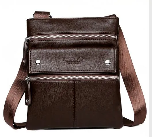 Multi Parallel Pocket Leather Shoulder Bag