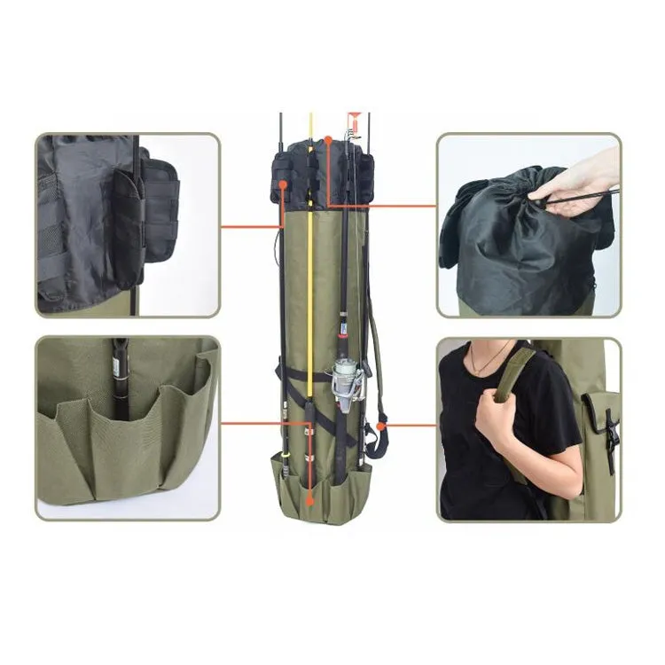 Multifunctional Fishing Rod Bag Fishing Tackle Bag Fishing Supplies,Size: 123x34cm(Black)