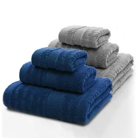 Mush Bamboo Towels Set | Ultra Soft, Absorbent and Antimicrobial 600 GSM (2 Bath Towel, 2 Hand Towel and 2 Face Towel) Perfect for Daily Use and Gifting (Navy & Grey)