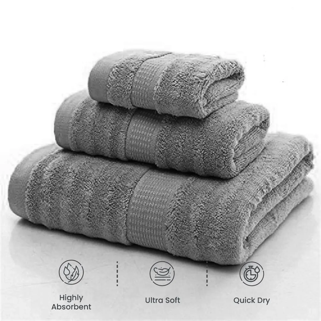 Mush Bamboo Towels Set | Ultra Soft, Absorbent and Antimicrobial 600 GSM (2 Bath Towel, 2 Hand Towel and 2 Face Towel) Perfect for Daily Use and Gifting (Navy & Grey)