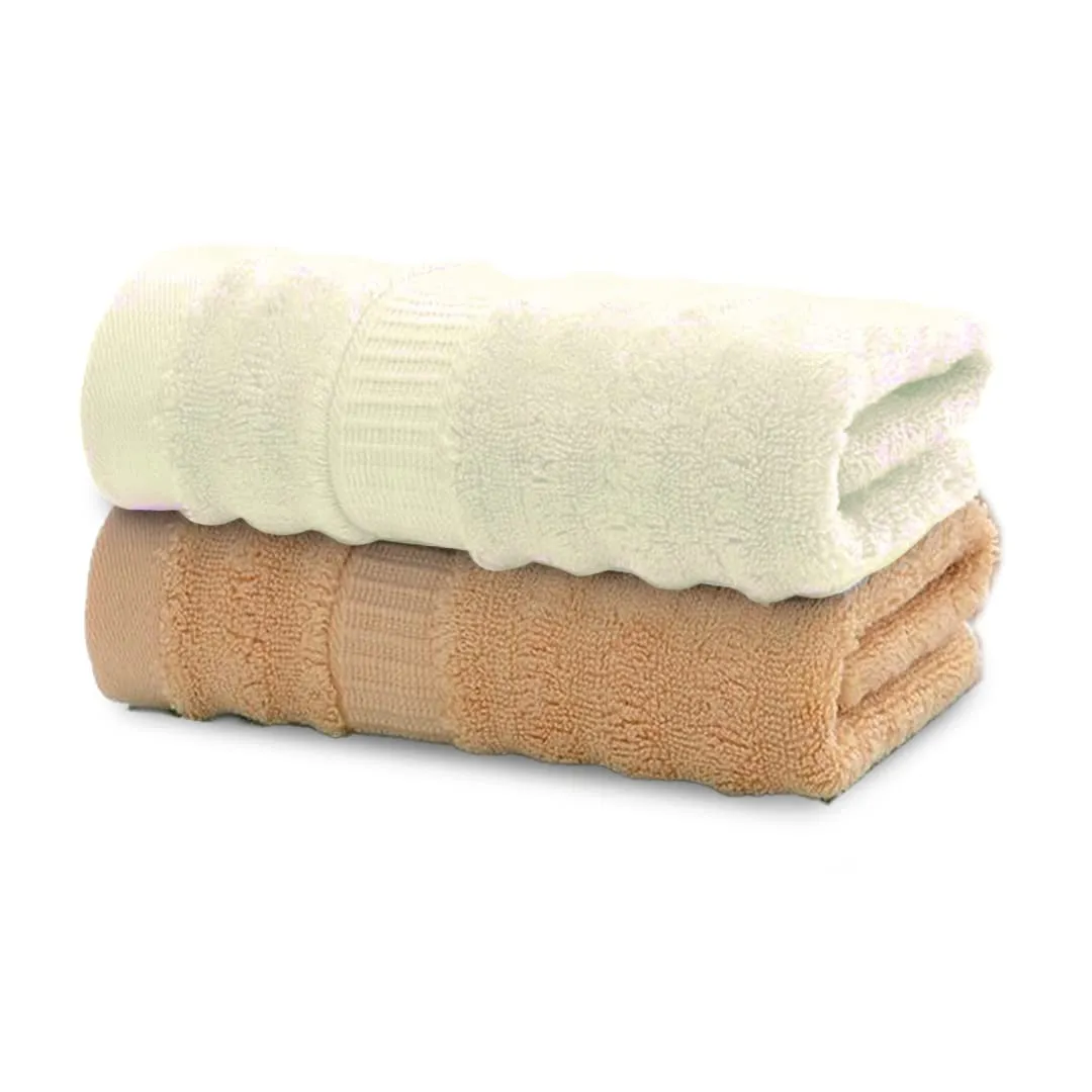 Mush Ultra Soft & Super Absorbent Large Bath Towel | 600 GSM Bamboo Towel for Bath | 29 X 59 Inches (Cream & Golden Brown) Pack of 2