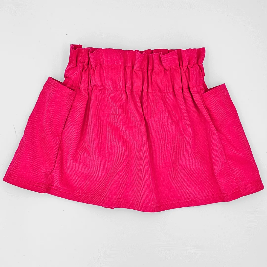 Needlecord Pocket Skirt - Cerise