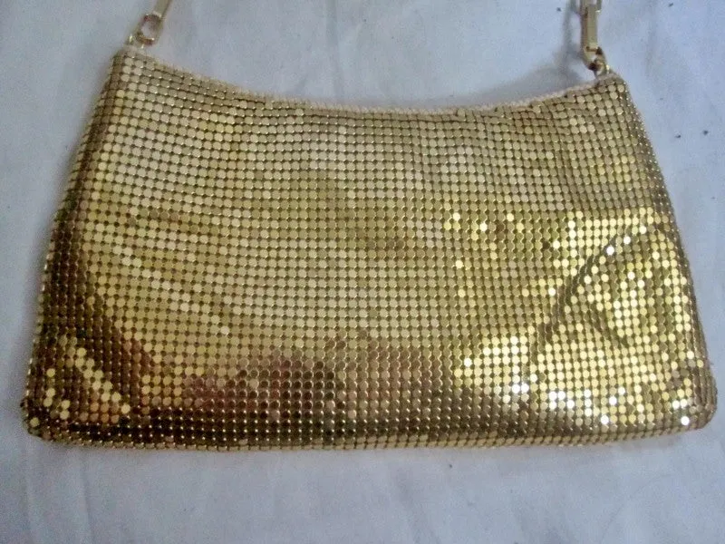 NEW PRESTON & YORK GOLD Metal Mesh Evening Bag Shoulder Chainlink S Purse