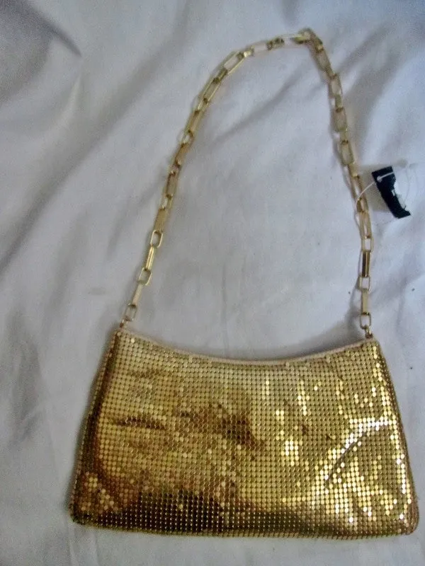 NEW PRESTON & YORK GOLD Metal Mesh Evening Bag Shoulder Chainlink S Purse