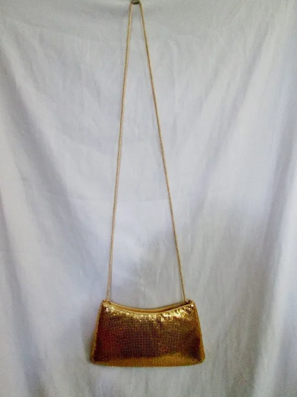 NEW PRESTON & YORK GOLD Metal Mesh Evening Bag Shoulder Chainlink S Purse