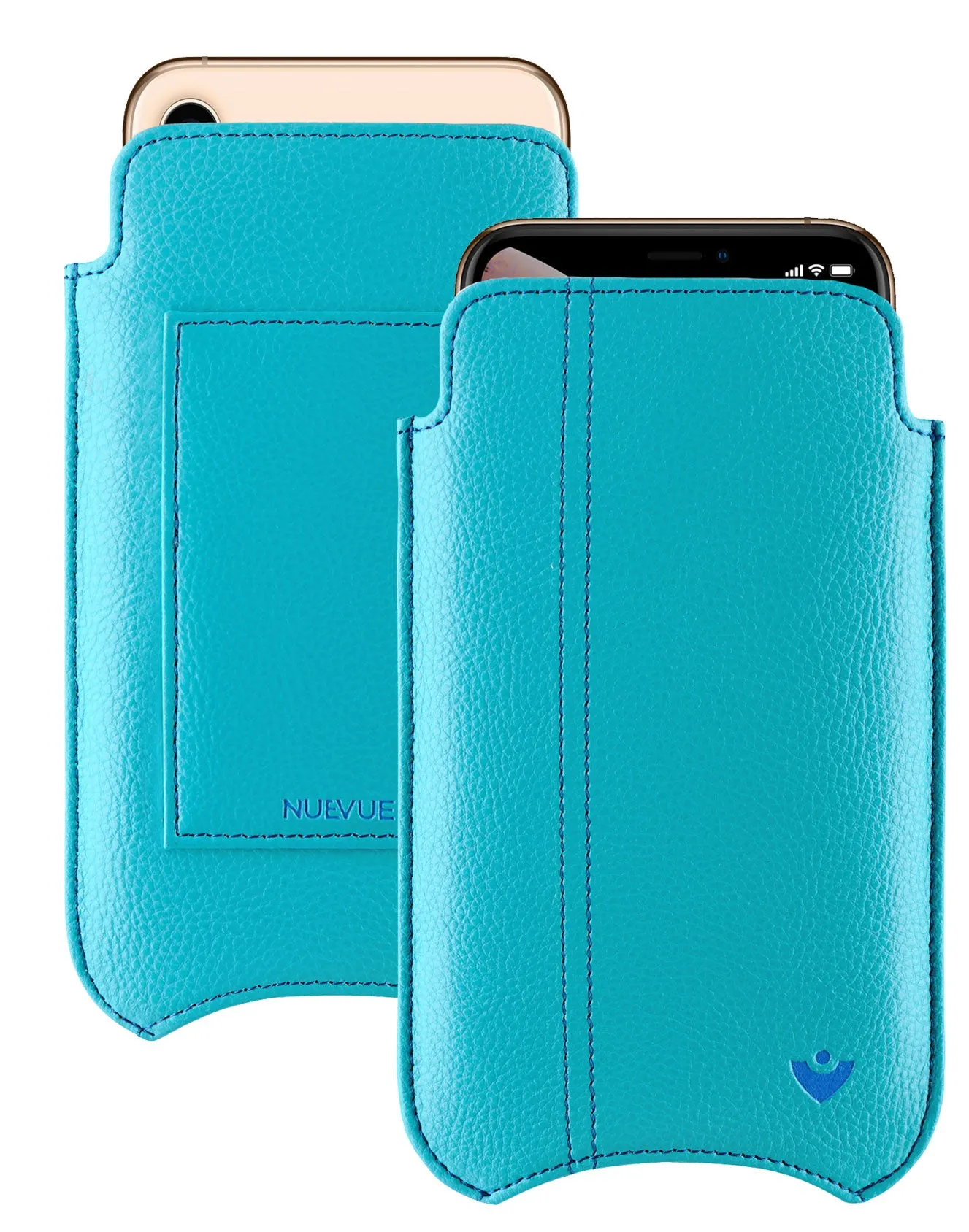 NueVue iPhone 11 Pro Max | iPhone Xs Max Wallet Case Faux Leather | Teal Blue | Sanitizing Case