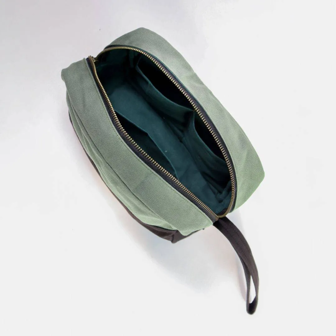 Oryx Dopp Kit - Desk & Travel Organizer - Shaving Kit Bag - Artist Kit Bag - Olive Green & Black