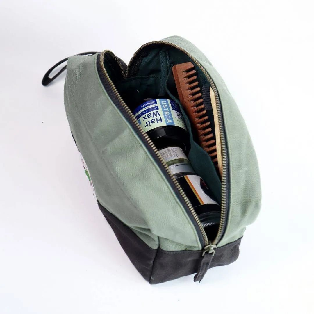 Oryx Dopp Kit - Desk & Travel Organizer - Shaving Kit Bag - Artist Kit Bag - Olive Green & Black