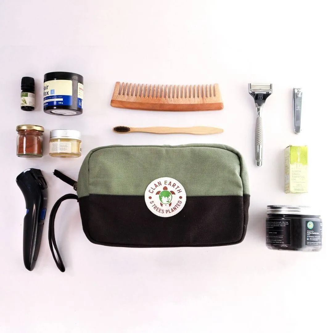 Oryx Dopp Kit - Desk & Travel Organizer - Shaving Kit Bag - Artist Kit Bag - Olive Green & Black