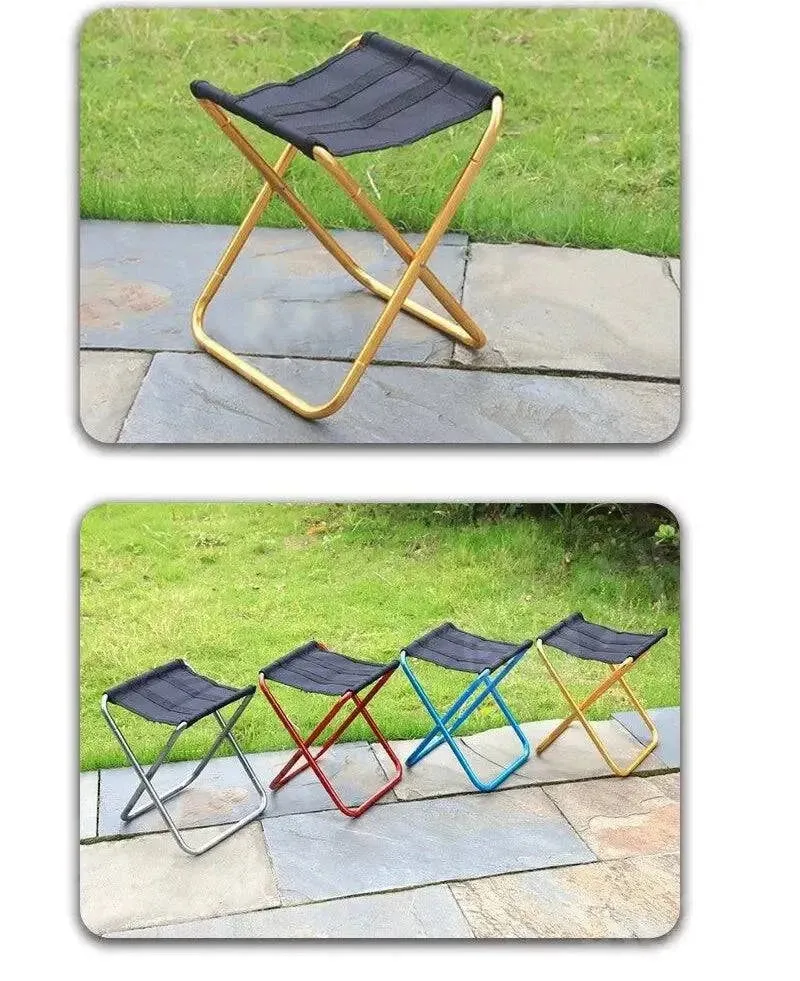 Outdoor Camping Chair Golden Aluminum Alloy Folding Chair With Bag Stool Seat Fishing Camping