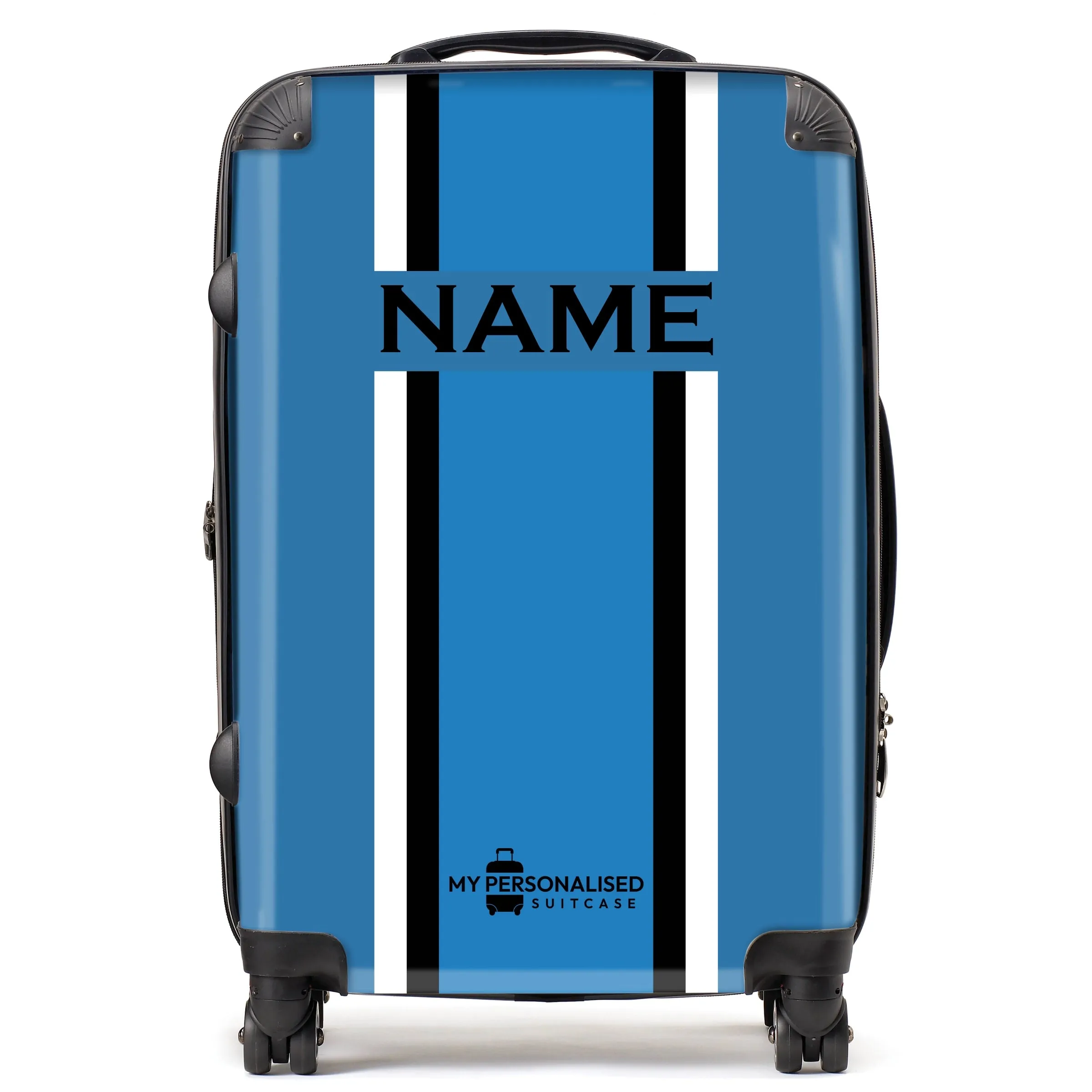 Personalised Blue Striped Suitcase