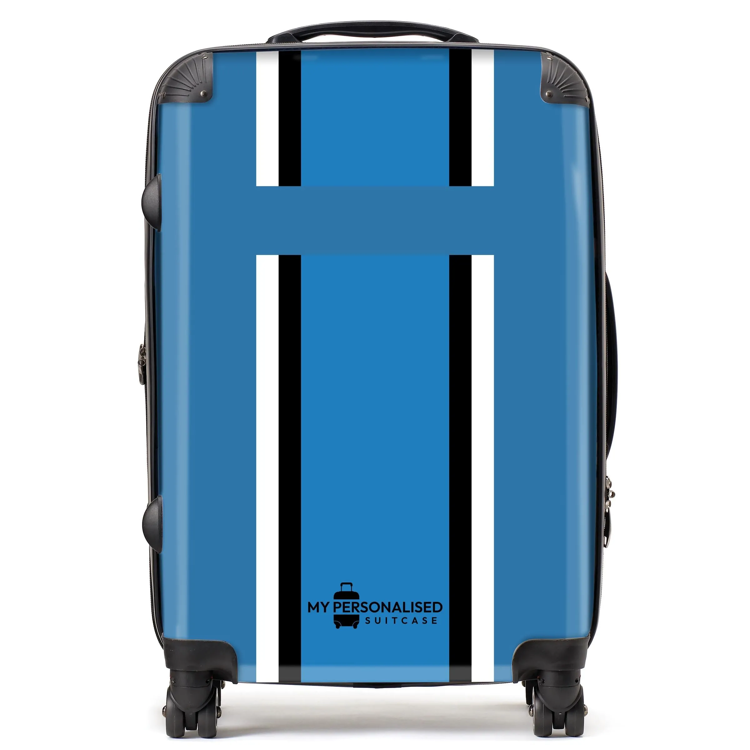 Personalised Blue Striped Suitcase