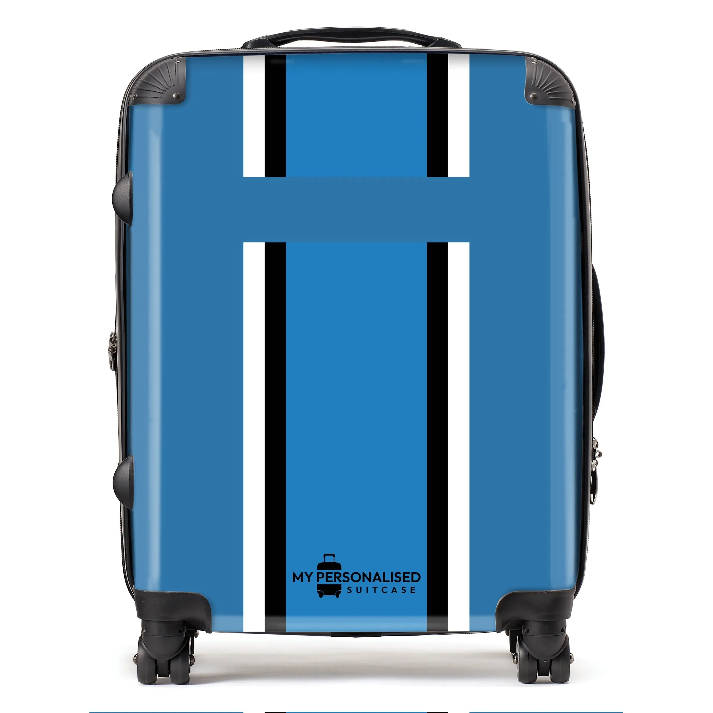 Personalised Blue Striped Suitcase