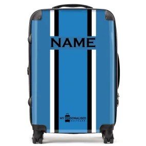 Personalised Blue Striped Suitcase