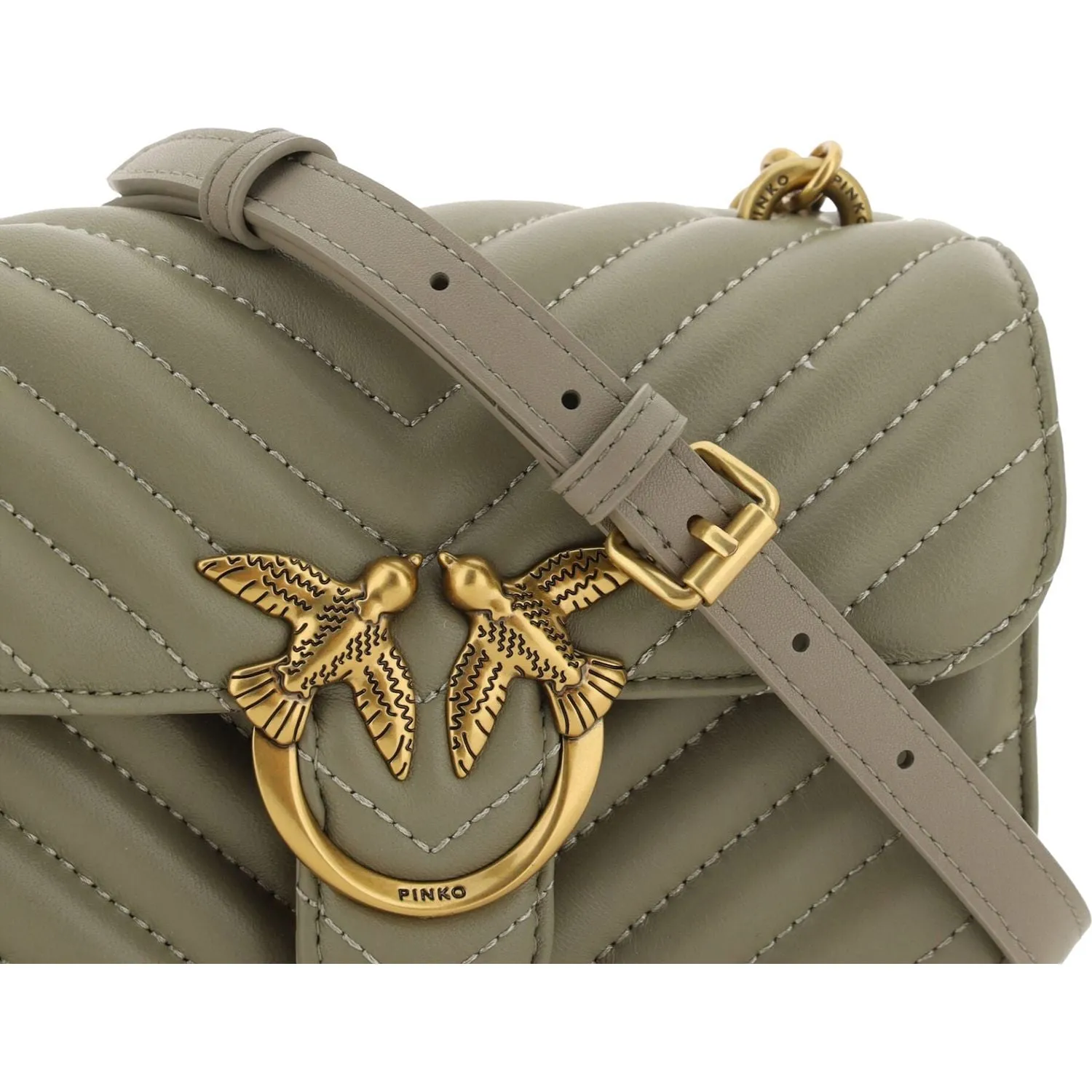 PINKO Chic Mini Love Bell Shoulder Bag in Noce Green