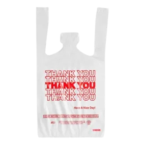 Plastic "Thank You" Bag White 1/12 Size - 1000/Case