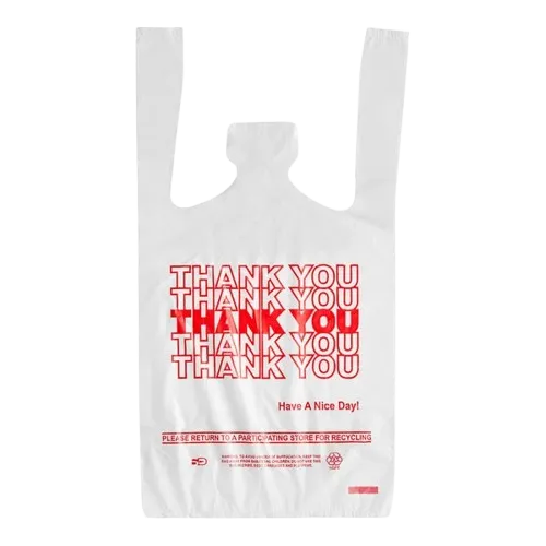 Plastic "Thank You" Bag White 1/12 Size - 1000/Case