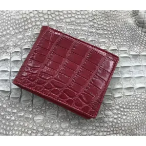 Red Burgundy Alligator Skin Bifold Wallet For Men | Handmade Crocodile Leather Wallet RFID Blocking | VL5539