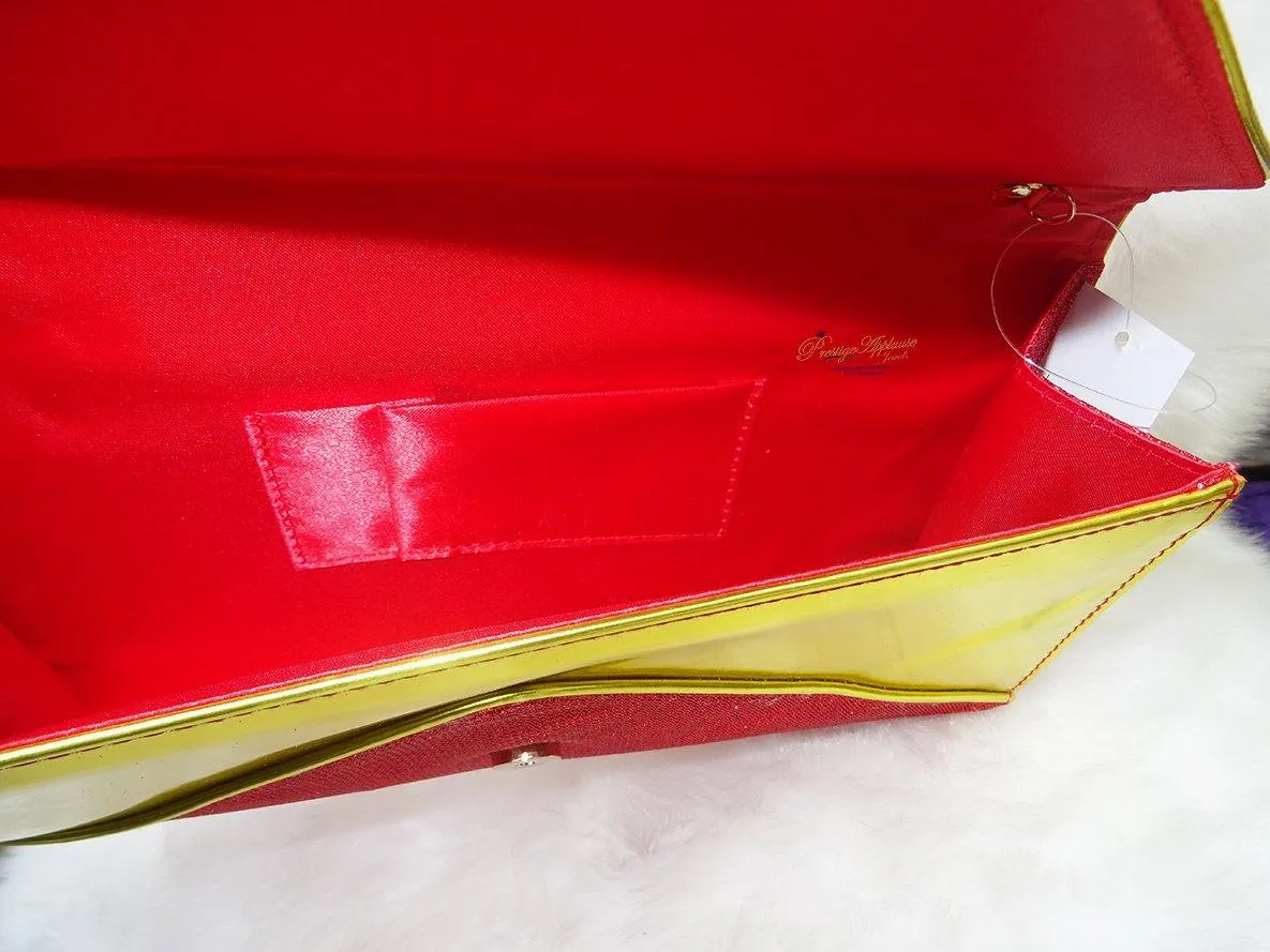 Red Mixed Gold Clutch Evening Bags for Women Formal Bridal Wedding Purse Prom Cocktail Party Handbags