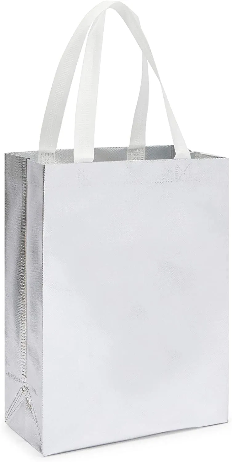 Reusable Grocery Tote Bag for Shopping (Large, Silver, 20 Pack)