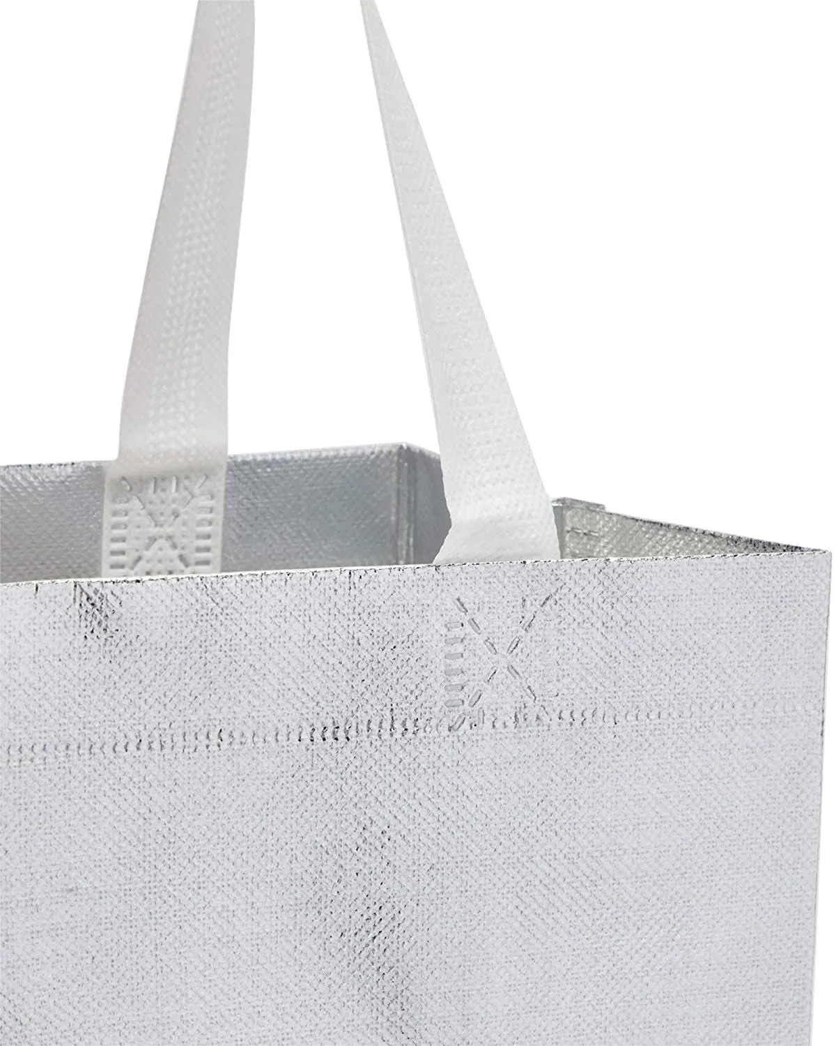 Reusable Grocery Tote Bag for Shopping (Large, Silver, 20 Pack)