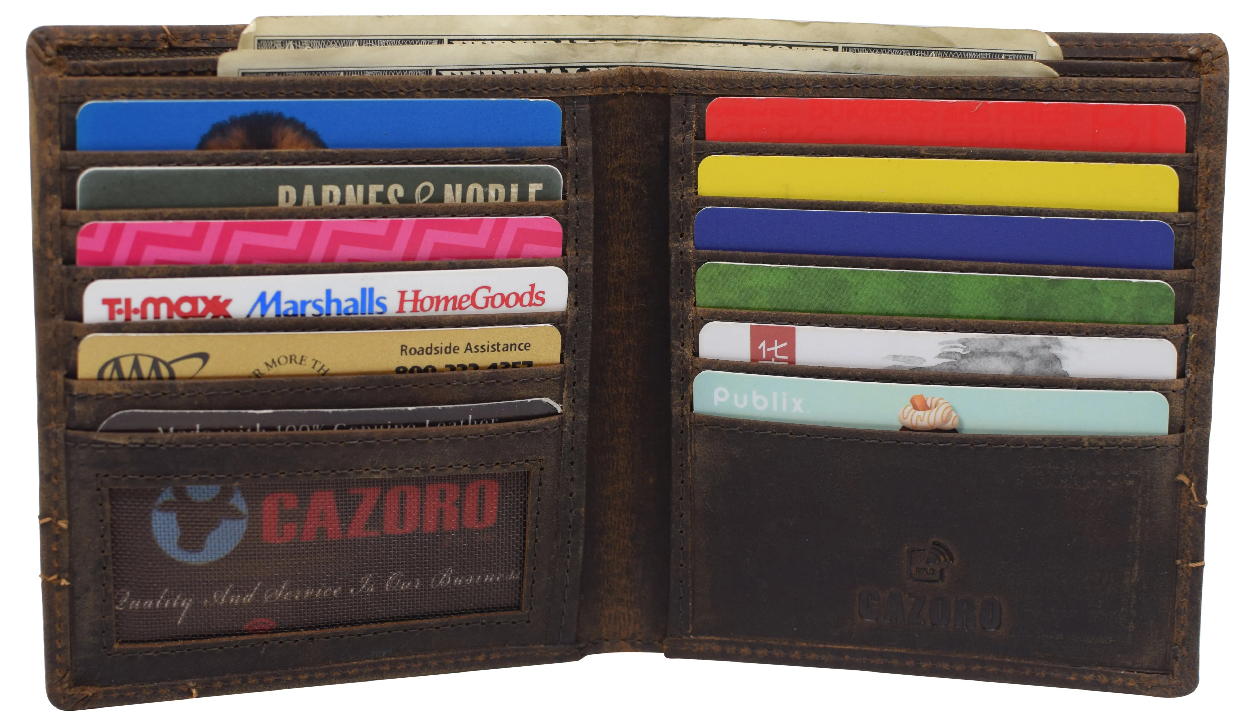 RFID Blocking Men's Slim Bifold Hipster Credit Card Vintage Leather European Wallet RFID932502HTC