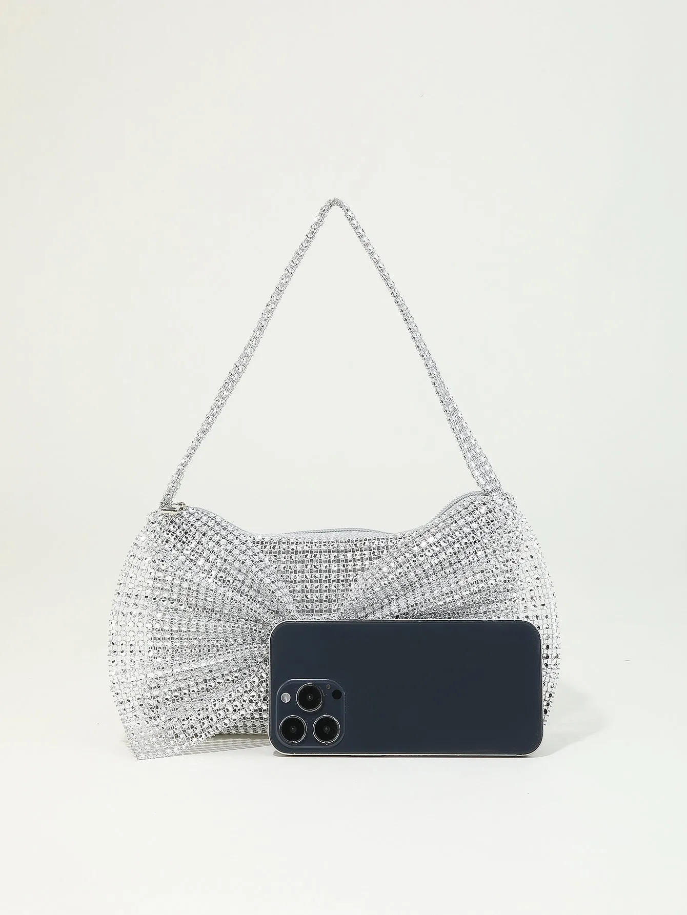 Rhinestone Accented Bowknot Evening Bag