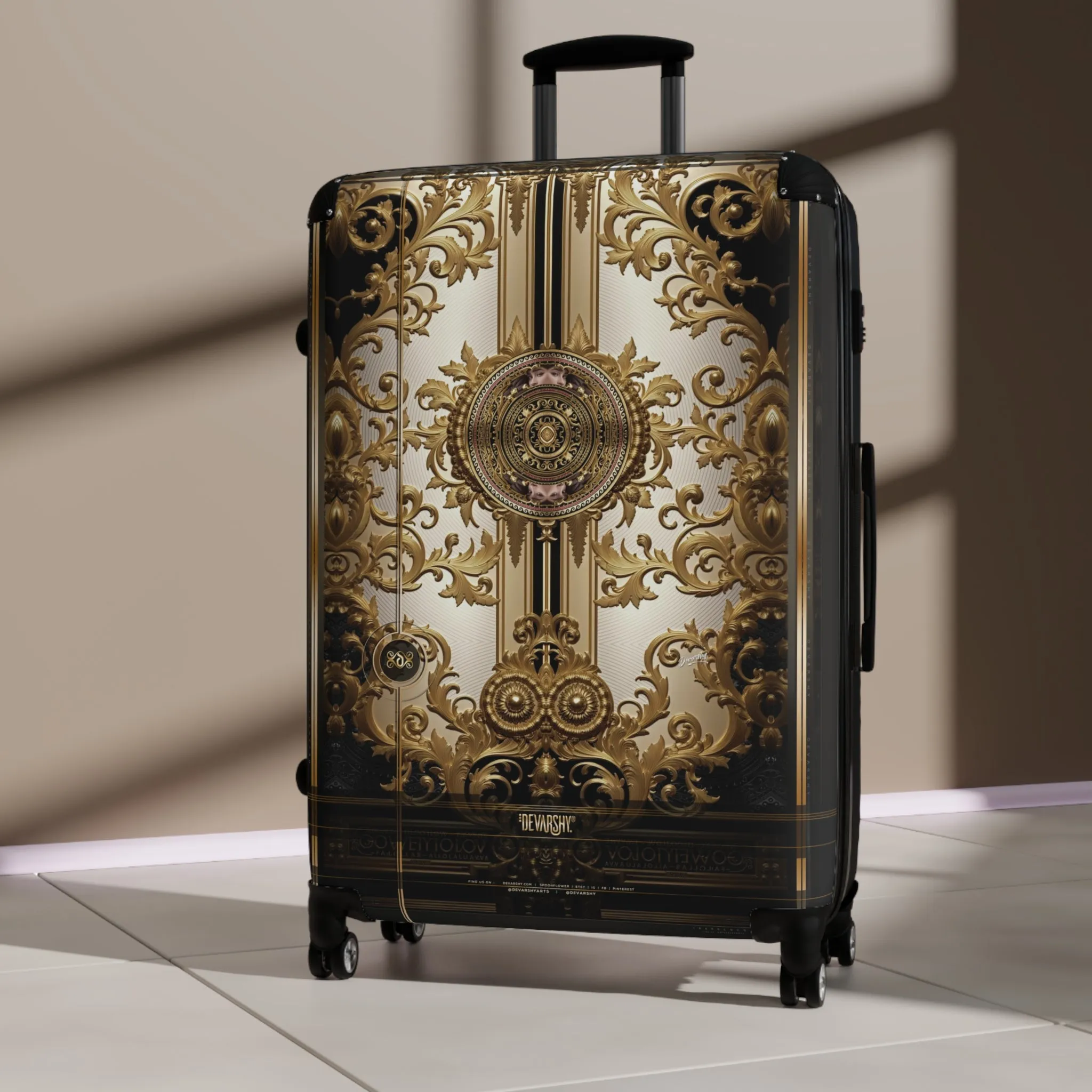 Royal Emblem Suitcase Golden Baroque Luggage Premium Hard Shell Carry-on Suitcase Luxury Travel Suitcase | D20207