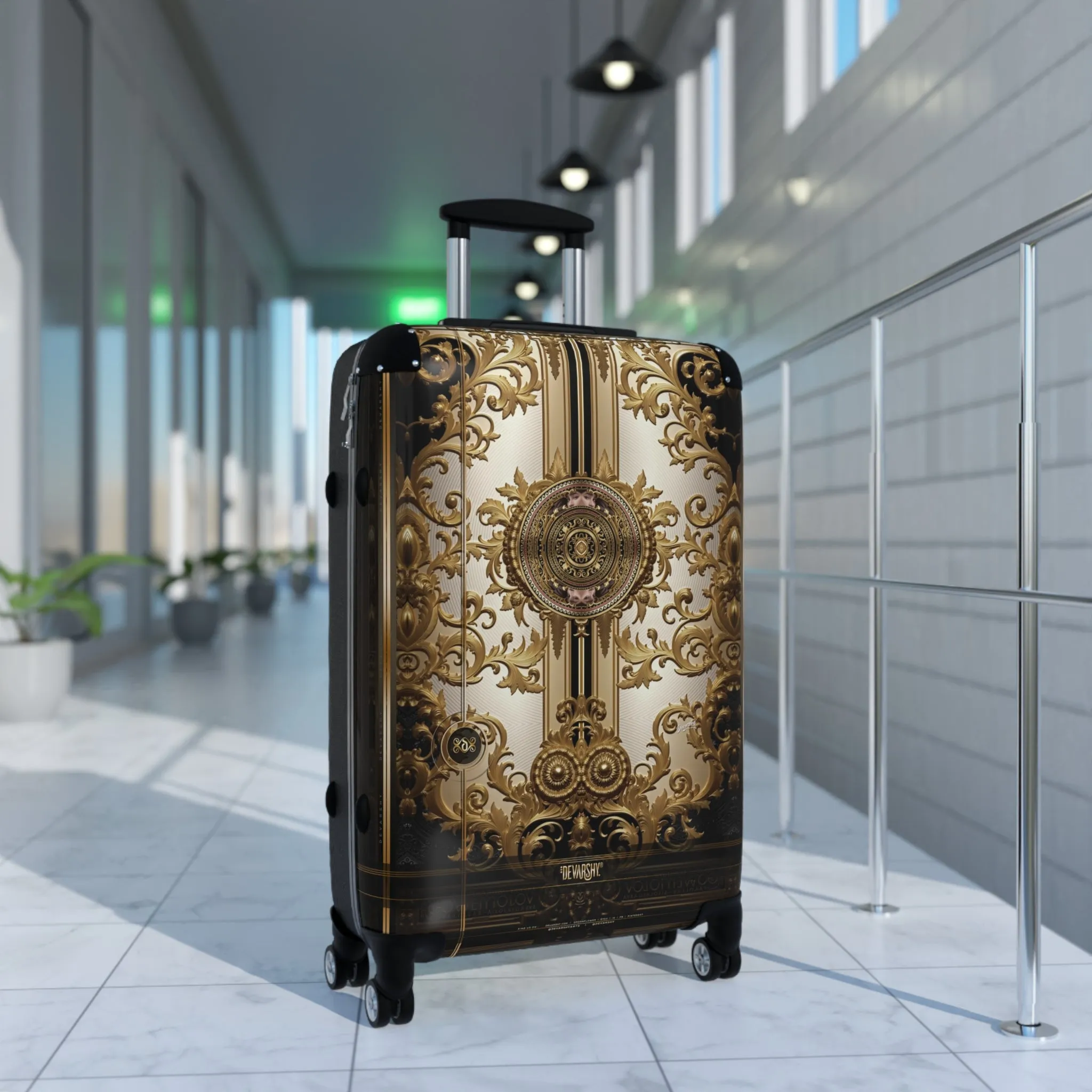 Royal Emblem Suitcase Golden Baroque Luggage Premium Hard Shell Carry-on Suitcase Luxury Travel Suitcase | D20207