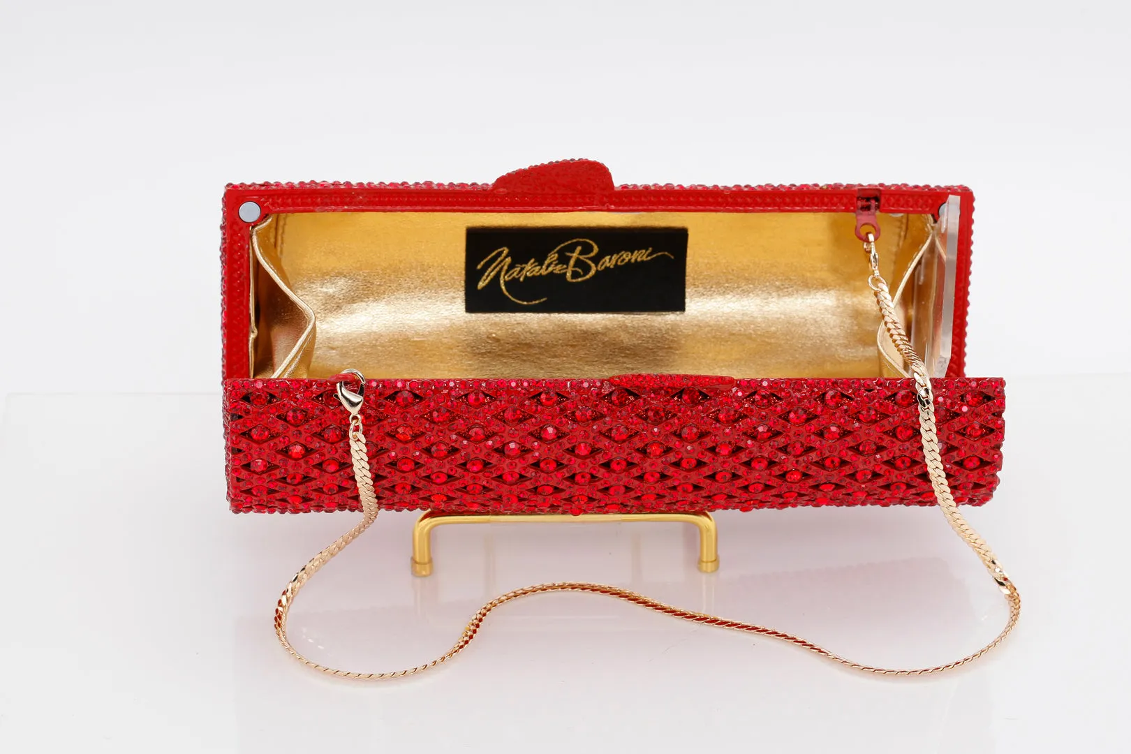 Ruby Jeweled Cylinder Evening Bag