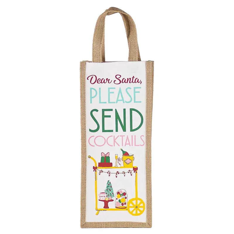 Santa Send Cocktails Wine Bag