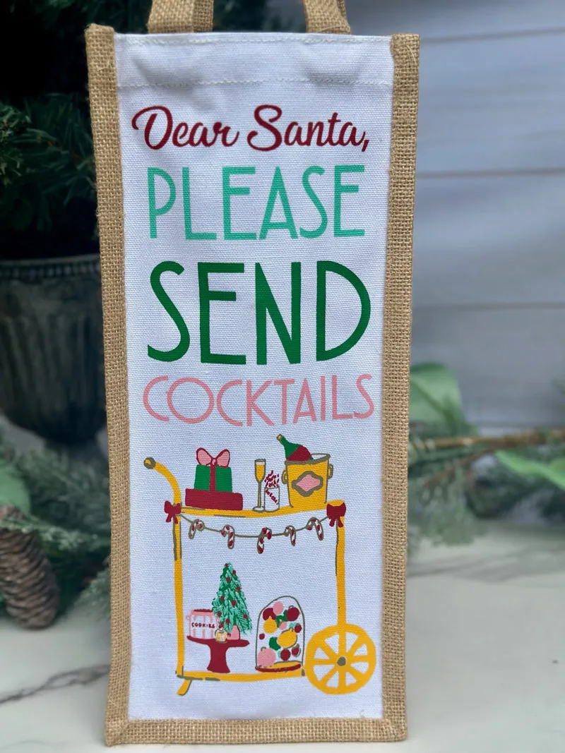 Santa Send Cocktails Wine Bag