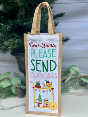 Santa Send Cocktails Wine Bag