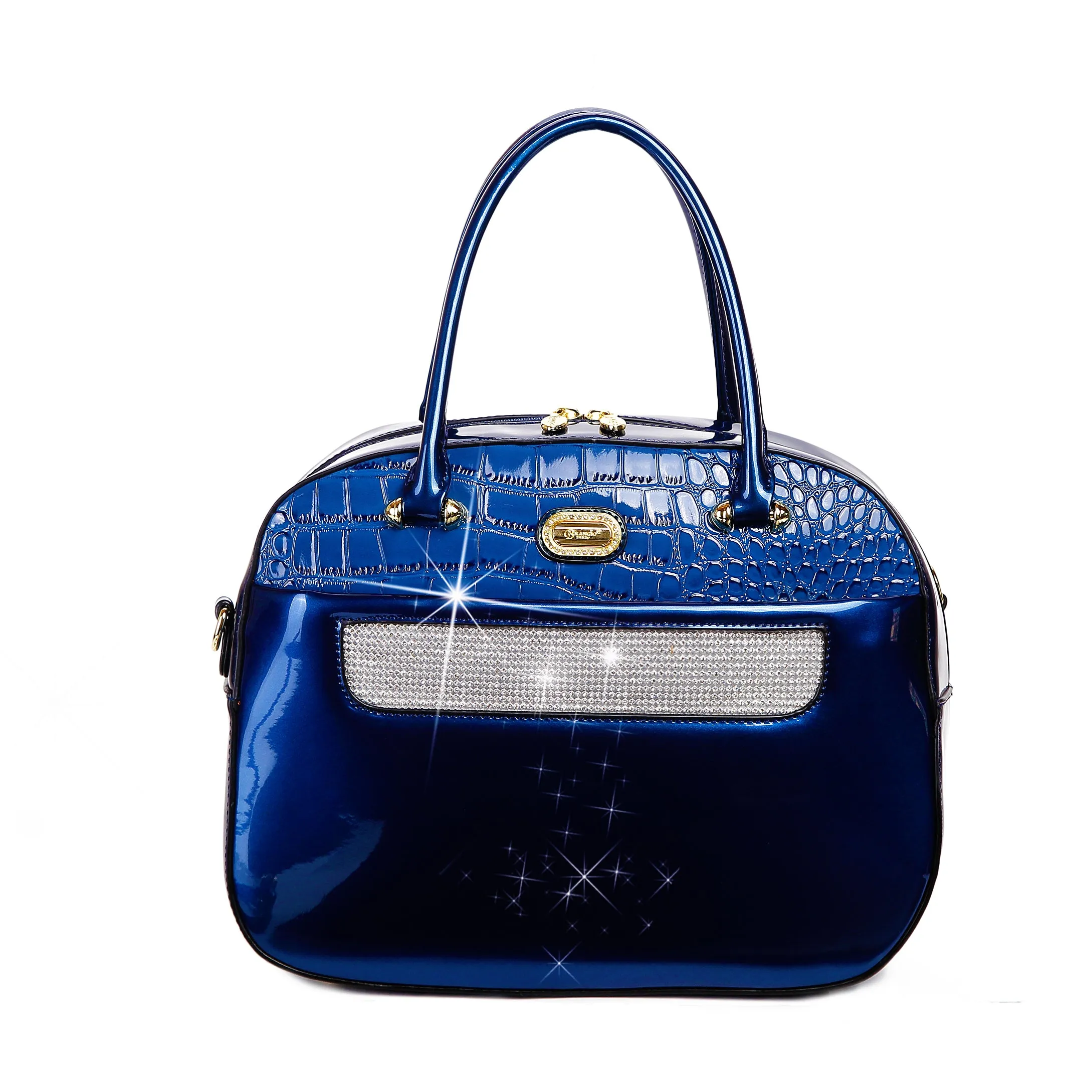 Sleek and Steady Vegan Leather Retro Crystal Overnight Latch On Bag