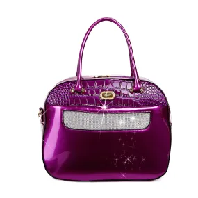 Sleek and Steady Vegan Leather Retro Crystal Overnight Latch On Bag