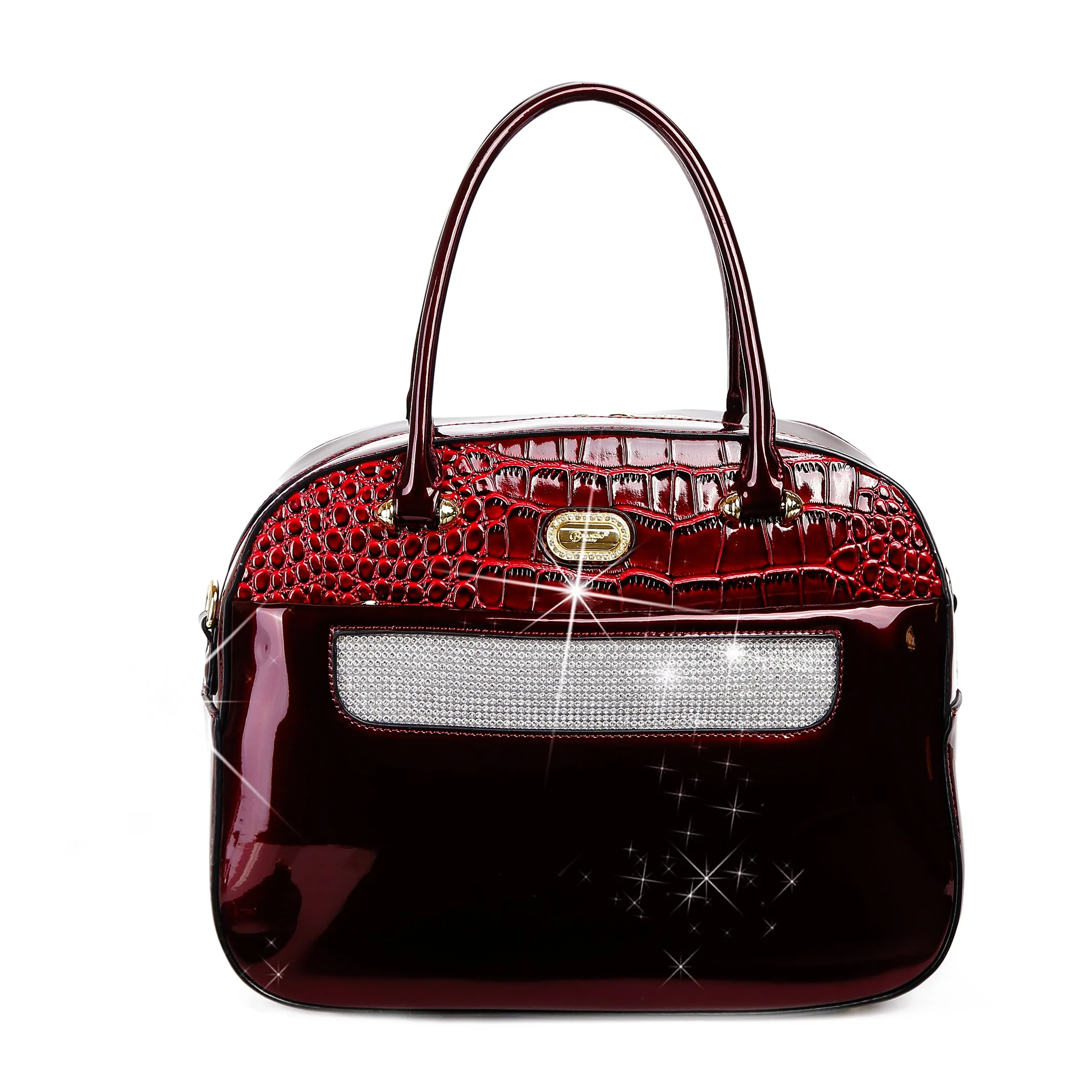 Sleek and Steady Vegan Leather Retro Crystal Overnight Latch On Bag